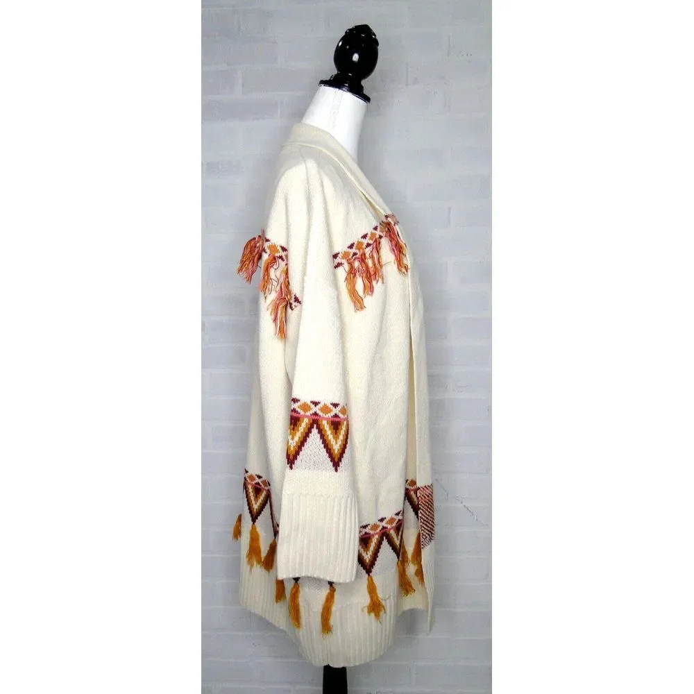 Matilda Jane Moments with You Gingersnap Tassel Open Cardigan Sweater Women's XL